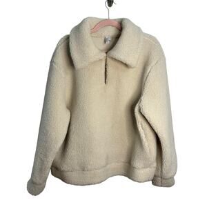& Other Stories Cream Teddy Keyhole Pullover Wool Blend Sweatshirt